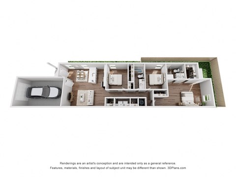 Floor plan for 3 beds, 2 baths, 1350 sqft